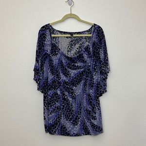 East 5th Womans Animal Print Purple blouse Sz 2X